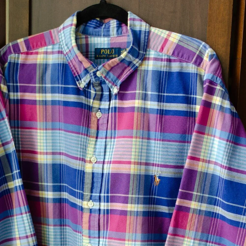 Polo Ralph Lauren Classic Fit Plaid Button-Down Shirt 2XB Multicolor Madras - Picture 1 of 3